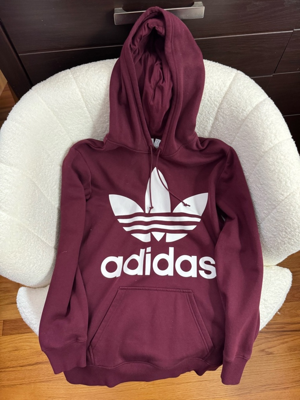 Adidas Maroon Trefoil Oversized Hoodie in Size XS